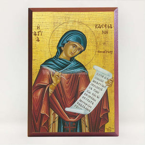 Saint Kassiane of Constantinople, byzantine custom made icon by the sisters of monasterevmc.org / Sainte Cassienne de Constantinople, icone byzantine orthodoxe fabriquée au Québec par les soeurs du monasterevmc.org