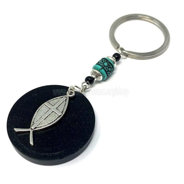 Orthodox keychain with Saint Joseph the Hesychast made by the sisters of monasterevmc.org / Porte clé avec une icone de Saint Joseph l'hésychaste fait par les soeurs du monasterevmc.org