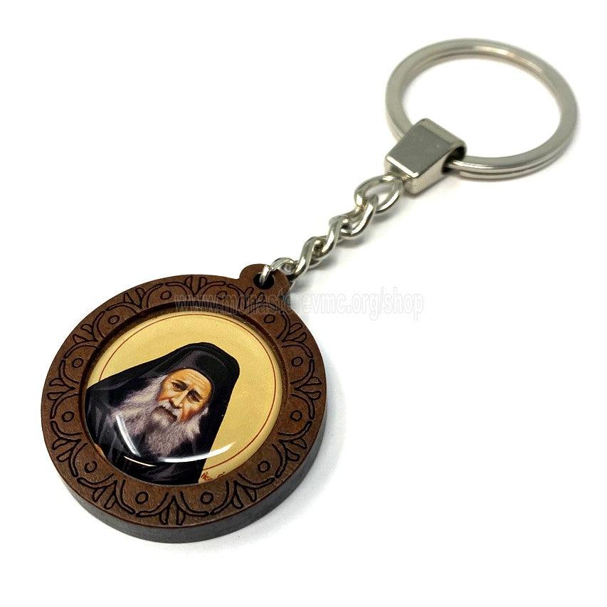 Orthodox keychain with Saint Joseph the Hesychast made by the sisters of monasterevmc.org / Porte clé avec une icone de Saint Joseph fait par les soeurs du monasterevmc.org