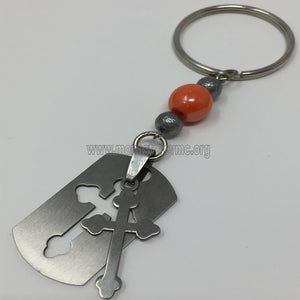 Orthodox keychain with cutout metal cross sold by the sisters of monasterevmc.org / Porteclé orthodoxe avec croix en métal vendu par les soeurs du monasterevmc.org