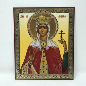 Russian Orthodox Icon of Saint Ludmila made by the sisters of monasterevmc.org - Icône russe orthodoxe de Sainte Ludmila faite à la main par les soeurs du monasterevmc.org