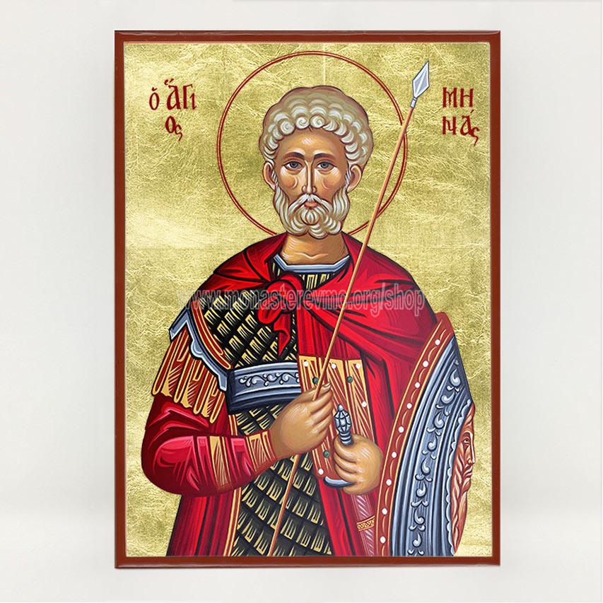 Saint Menas the great martyr of Egypt Orthodox Icon made by the sisters of monasterevmc.org / Icone orthodoxe de Saint Ménas le grand martyr faite a la main par les soeurs du monasterevmc.org