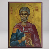 Saint Menas of Egypt, the Great Martyr, byzantine orthodox custom made icon by the sisters of monasterevmc.org / Icône byzantine orthodoxe de Saint Ménas le grand martyr d'Égypte,  fabriquée au Québec par les soeurs du monasterevmc.org