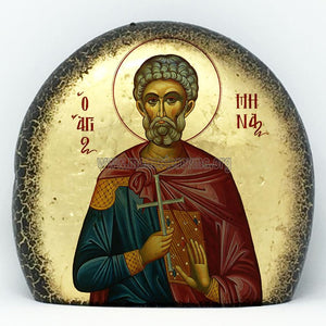 St. Menas of Egypt orthodox icon on stone monasterevmc.org