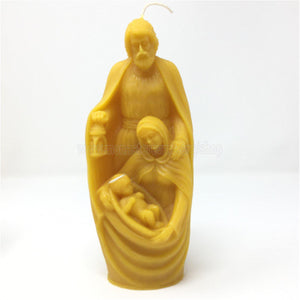 All Natural Beeswax Christmas candle "Mother of God, Jesus and Saint Joseph" made by the sisters of monasterevmc.org using 100% Canadian local beeswax / Bougies de Noël "Mère de Dieu", fabriquées par les soeurs du monasterevmc.org