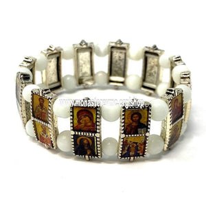 Orthodox metal icon bracelet sold by the sisters of monasterevmc.org / Bracelet orthodoxe en métal avec icones vendu par les soeurs du monasterevmc.org