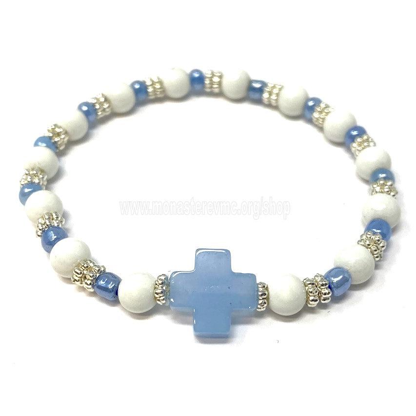 Orthodox bead bracelet with a cross designed and assembled by the sisters of monasterevmc.org / Bracelet orthodoxe avec des perles et une croix fait par les soeurs du monasterevmc.org