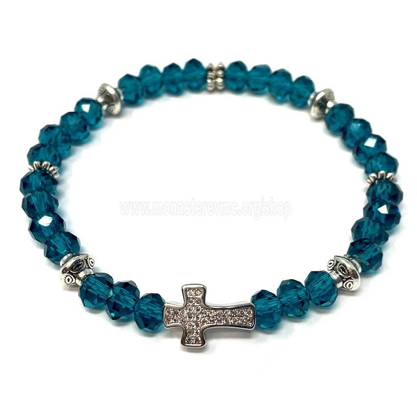 Orthodox crystal bead and cross bracelet sold by the siters of monasterevmc.org / Bracelet orthodoxe avec croix et crystaux vendu par les soeurs du monasterevmc.org