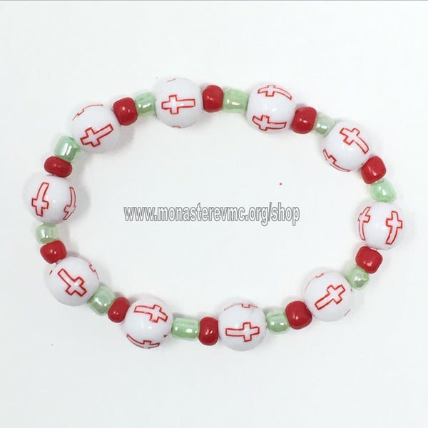Children's Christian Orthodox bracelet assembled in Canada by the sisters of www.monasterevmc.org / Bracelet avec croix pour enfants assemblé au Québec par les soeurs du www.monasterevmc.org 