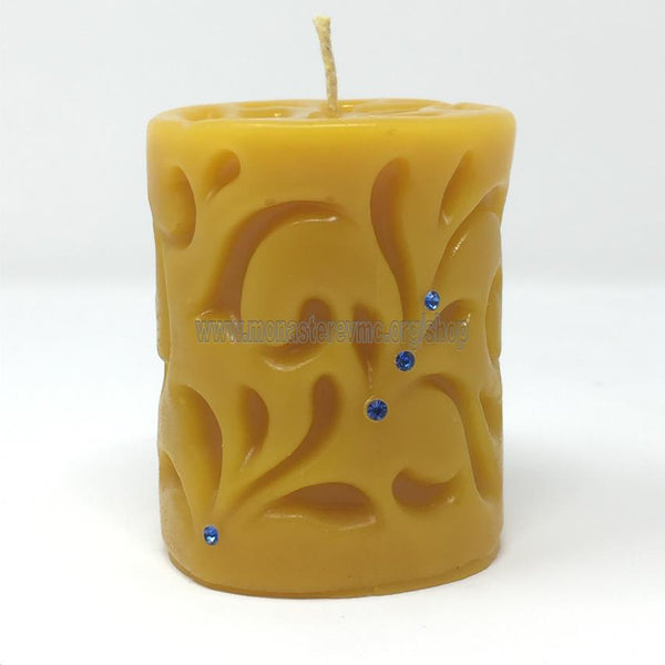 Bougie Pilier En Cire D'abeille 100% Naturelle – Fabriquée Main – Taille M2 (~13,5x6,5 Cm) – Combustion Propre, Parfum Miel