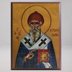 Saint Spyridon of Tremithus, byzantine orthodox custom made icon by the sisters of monasterevmc.org / Saint Spyridon de Tremithus, icône byzantine orthodoxe fabriquée par les soeurs orthodoxes du monasterevmc.org