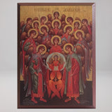 Synaxis of the Holy Archangels and Bodiless Hosts, byzantine orthodox custom made icon by the sisters of monasterevmc.org/ Synaxe des Saints Anges, icône byzantine orthodoxe fabriquée par les soeurs du monasterevmc.org