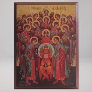 Synaxis of the Holy Archangels and Bodiless Hosts, byzantine orthodox custom made icon by the sisters of monasterevmc.org/ Synaxe des Saints Anges, icône byzantine orthodoxe fabriquée par les soeurs du monasterevmc.org