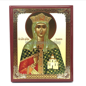 Saint Tamara, Russian Orthodox Icon made by the sisters of monasterevmc.org / Icône de style russe orthodoxe de Sainte Tamara, faite à la main par les soeurs du monasterevmc.org