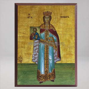 Saint  Theodora the Empress, defender of the Holy Icons, byzantine orthodox custom made icon by the sisters of monasterevmc.org / Icône byzantine orthodoxe de Sainte Théodora l'auguste, défenderesse des saintes icônes, fabriquée au Québec par les soeurs du monasterevmc.org