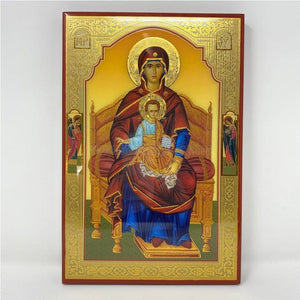 Mother of God enthroned, Russian orthodox custom made icon by the sisters of monasterevmc.org /Mère de Dieu sur le trône, icône de style russe orthodoxe fabriquée par les soeurs du monasterevmc.org