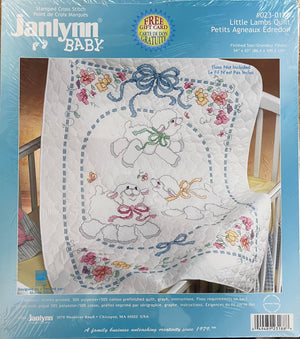 Stamped cross stitch little lambs quilt